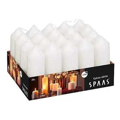 Spaas Tray of Unscented Pillar Candles 40/110 mm, Hours, White