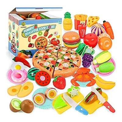 70PCS Kids Pretend Play Food Sets for Children Kitchen Toys Accessories Set BPA Free Plastic Piz