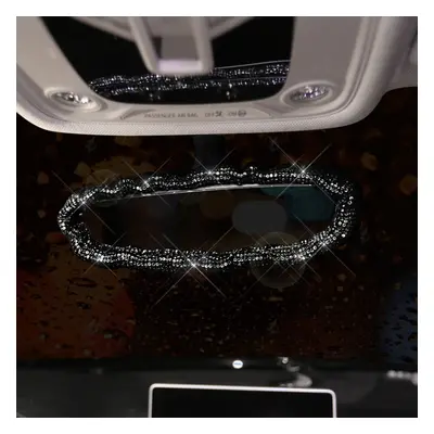 (Rearview Mirror Cover) Universal Steering Wheel Cover Sparkle Luxury Bling Bling Rhinestone Dia