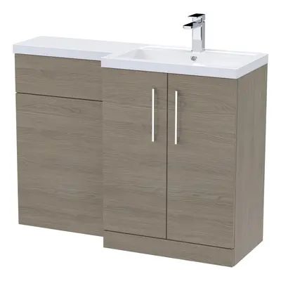 Level Furniture Combination Vanity Basin and WC Unit Right Hand - 1100mm x 390mm - Solace Oak - 