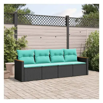 vidaXL Piece Patio Sofa Set with Cushions Black Poly Rattan