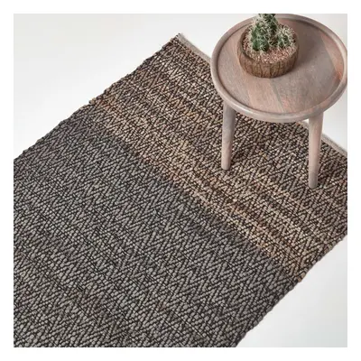 (150 x cm, Grey) Recycled Leather Handwoven Herringbone Rug