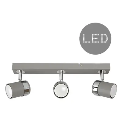 Modern Way Cement/Stone Effect and Silver Chrome Straight Bar Ceiling Spotlight - Complete 5w LE