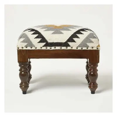 (Yellow & Gold, x x cm) Handwoven Kilim Footstool