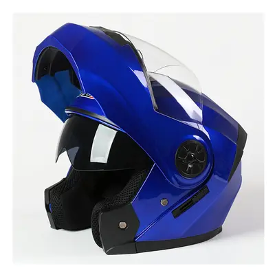 (xL, Blue) BLD Modular Dual Lens Motorcycle Helmet Safety Downhill Flip Up Helmets