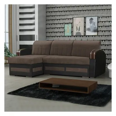 (Brown, Left Corner) Sydney Ottoman Storage Corner Sofa Bed