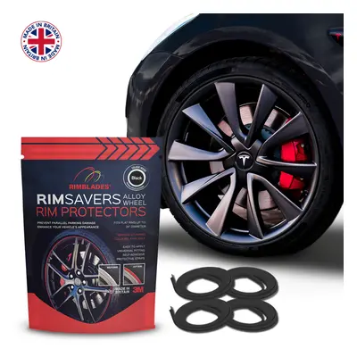 (Black) Rimsavers Alloy Wheel Protectors |FLAT EDGED Wheel