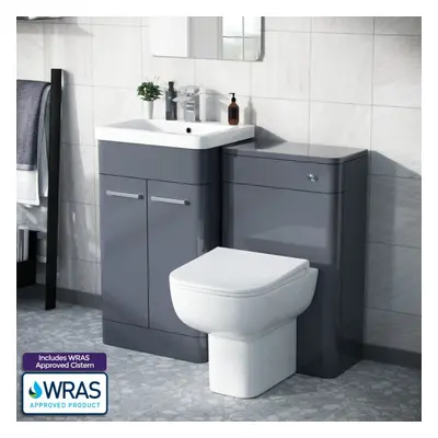 1000mm Steel Grey Vanity Cabinet and WC Unit with Back To Wall WC Toilet | Amie