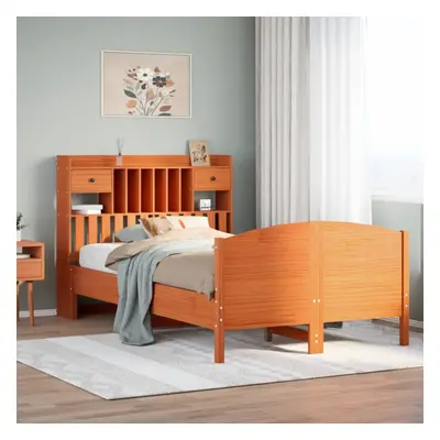 vidaXL Bookcase Bed without Mattress Wax Brown 120x190 cm Small Double Solid Wood Pine