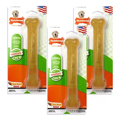 Nylabone Pack of Flexichew Bone Dog Toys Giant Chicken Flavor Made in The USA