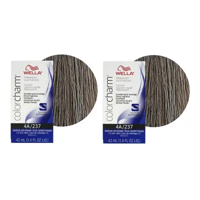 (4A- pack of 2) Wella 7A Medium Smokey Ash Blonde Color Charm Permanent Haircolor & Developer (V