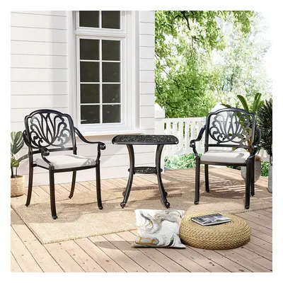 Outdoor Square 3-Piece Bistro Patio Set Cast Alumium