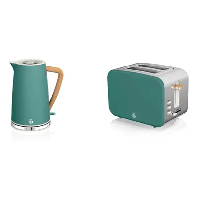 Nordic Jug Kettle, 1.7 Litre, Pine Green, Rapid Boil, 3kw, SK14610GREN & Nordic Slice Toaster, G