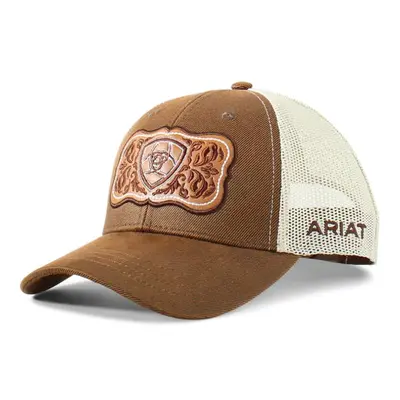 ARIAT Womens Baseball Cap Mesh Snap Logo Floral Patch Brown A300070002