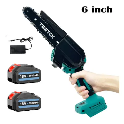 6" Mini Cordless Chainsaw Electric Saw Wood Cutter +2Batteries 5.5A+Charger-Makita Battery Compa