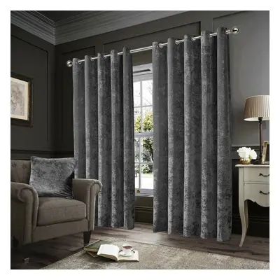 (Grey, 90" x 90" (228cm x 228cm)) Velvet Curtain Eyelet Ring Top Luxury Drapes Interior Decor Cl