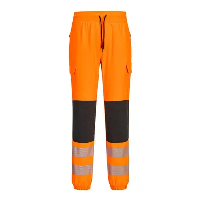 (L, Orange/Black) Portwest Mens KX3 Hi-Vis Flexible Safety Jogging Bottoms