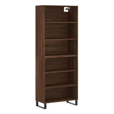 (brown oak, shelves) vidaXL Highboard Sideboard Storage Cabinet High Gloss White Engineered Wood