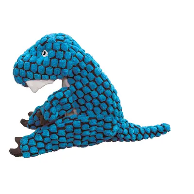 KONG - Dynos T-Rex Blue - Dinosaur Squeak Dog Toy Reinforced Lining and Varied Textures - for La