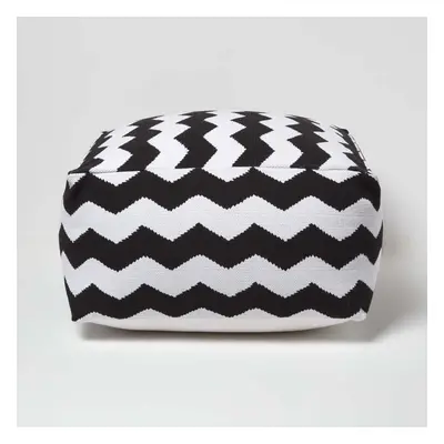 (60 x x cm) Black and White Chevron Style Bean Footstool