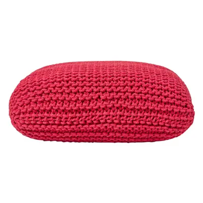 (Red) Knitted Cotton Pouffe Floor Cushion Square