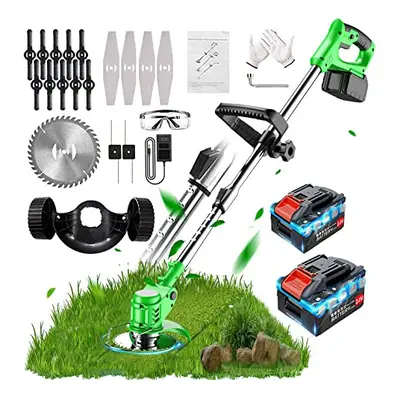 Metal Blade Cordless Strimmer 24v Grass Trimmers With Removable Wheels Blades 15cm Cutting Diame