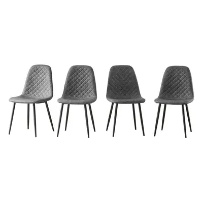 (4 PCS) 2/4X Grey PU Leather Dining Chairs Metal Legs