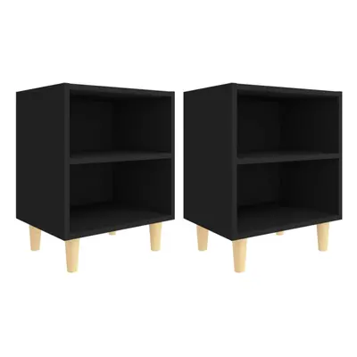 (black, pcs) vidaXL 1/2x Bed Cabinet with Solid Wood Legs 40x30x50 cm Stand Multi Colors