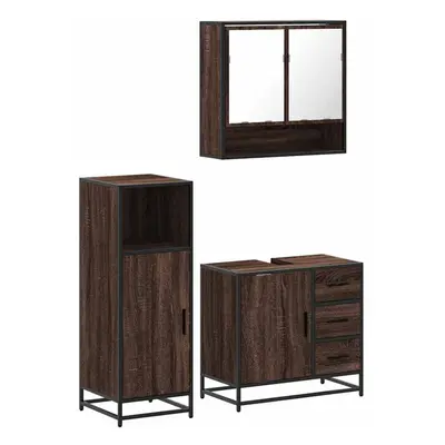 (brown oak) vidaXL Piece Bathroom Furniture Set Sonoma Oak Engineered Wood