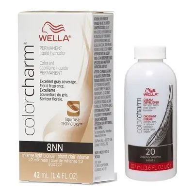 (8NN + Developer (Vol. 20) 3.6oz ) Wella Color Charm Permanent Liquid Haircolor