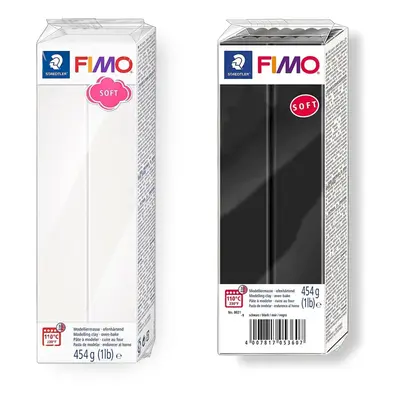 FIMO Soft 454g Polymer Modelling Clay - Oven Bake Clay - Black and White