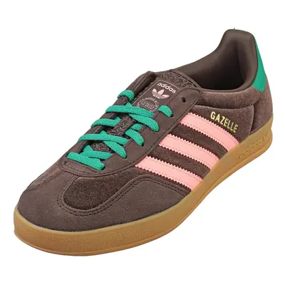 (8) adidas Gazelle Indoor Womens Fashion Trainers in Dark Brown Pink