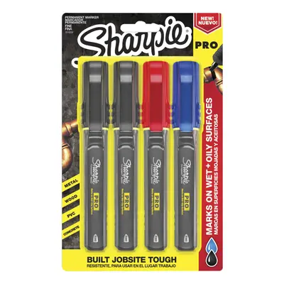 SHARPIE PRO Permanent Markers Fine Point Black/Gray Barrel Assorted Ink Colors Pack Of