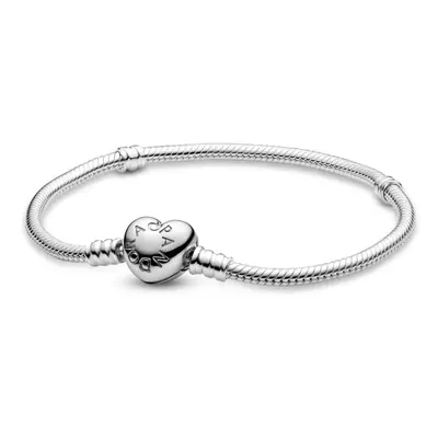 PANDORA Jewelry Moments Heart clasp Snake chain charm Sterling Silver