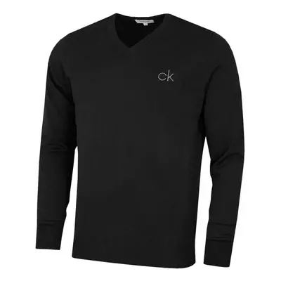 (L, Black) Calvin Klein Mens V-Neck Tour Durable Comfort Golf Sweater