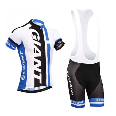 (Blue, 2XL) Giant Men's Cycling Jersey And Bib Shorts Set