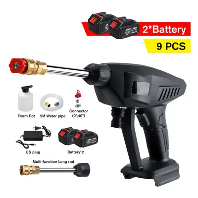 (Two Batteries) 388VF Cordless Portable High Pressure Car Washer Cleaner Car Washing Guns