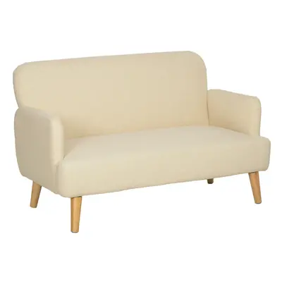 HOMCOM Seater Sofa with 21cm Thick Padding and Wood Legs, Cream White