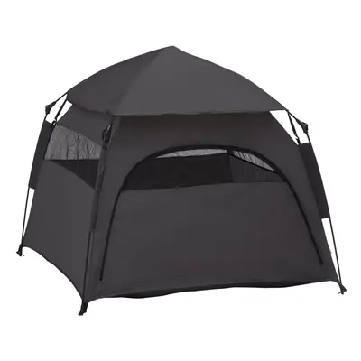 PawHut Foldable Dog Cat Tent with Waterproof Oxford Cloth, Carry Bag, Grey