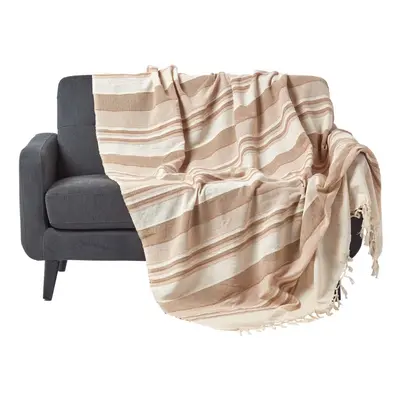 (255 x cm, Beige) Cotton Morocco Striped Throw