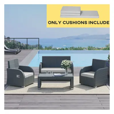 Outsunny 3PCs Rattan Garden Seat Cushions Pads for Patio Furniture, Grey