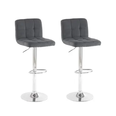 Neo 2x Dark Grey Fabric Cuban Swivel Bar Stools