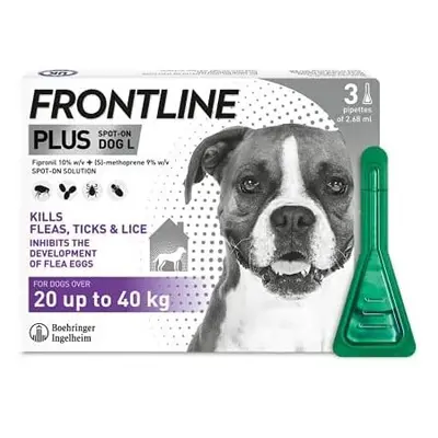 FRONTLINE Plus Flea & Tick Treatment for Large Dogs (20-40 kg) - Pipettes