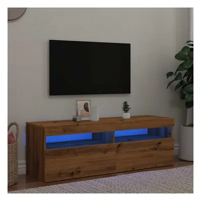 vidaXL TV Cabinet with LED Lights Artisan Oak 120x35x40 cm Engineered Wood