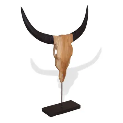 vidaXL Bull Skull Sculpture Teak 66x15x88 cm standing statue