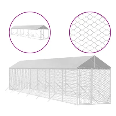 (2 x x 2.5 m) vidaXL Outdoor Dog Kennel Dog House with Roof Dog Cage Silver Galvanised Steel