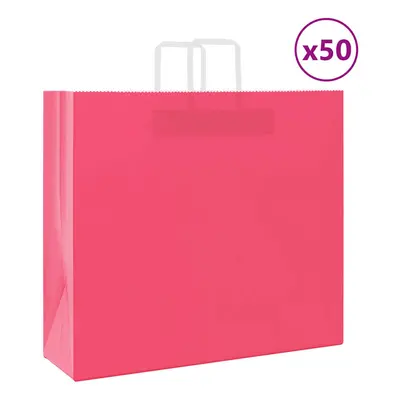 (pink, x x cm) vidaXL Paper Bags pcs with Handles White 54x15x49 cm Paper Grocery Bag