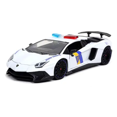 Lamborghini Aventador SV State Trooper Police Car White Hyper-Spec 1/24 Diecast Model Car by Jad