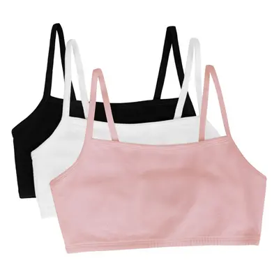 Fruit of The Loom Womens Spaghetti Strap Cotton Pull Over Pack of Sports Bra Blushing RoseWhiteB