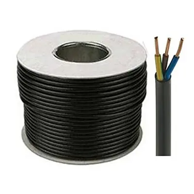 3183R 0.75mm_ Black Tough Rubber Core Cable, Amps, 50m